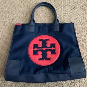 Tory Burch Ella Tote (navy and red)